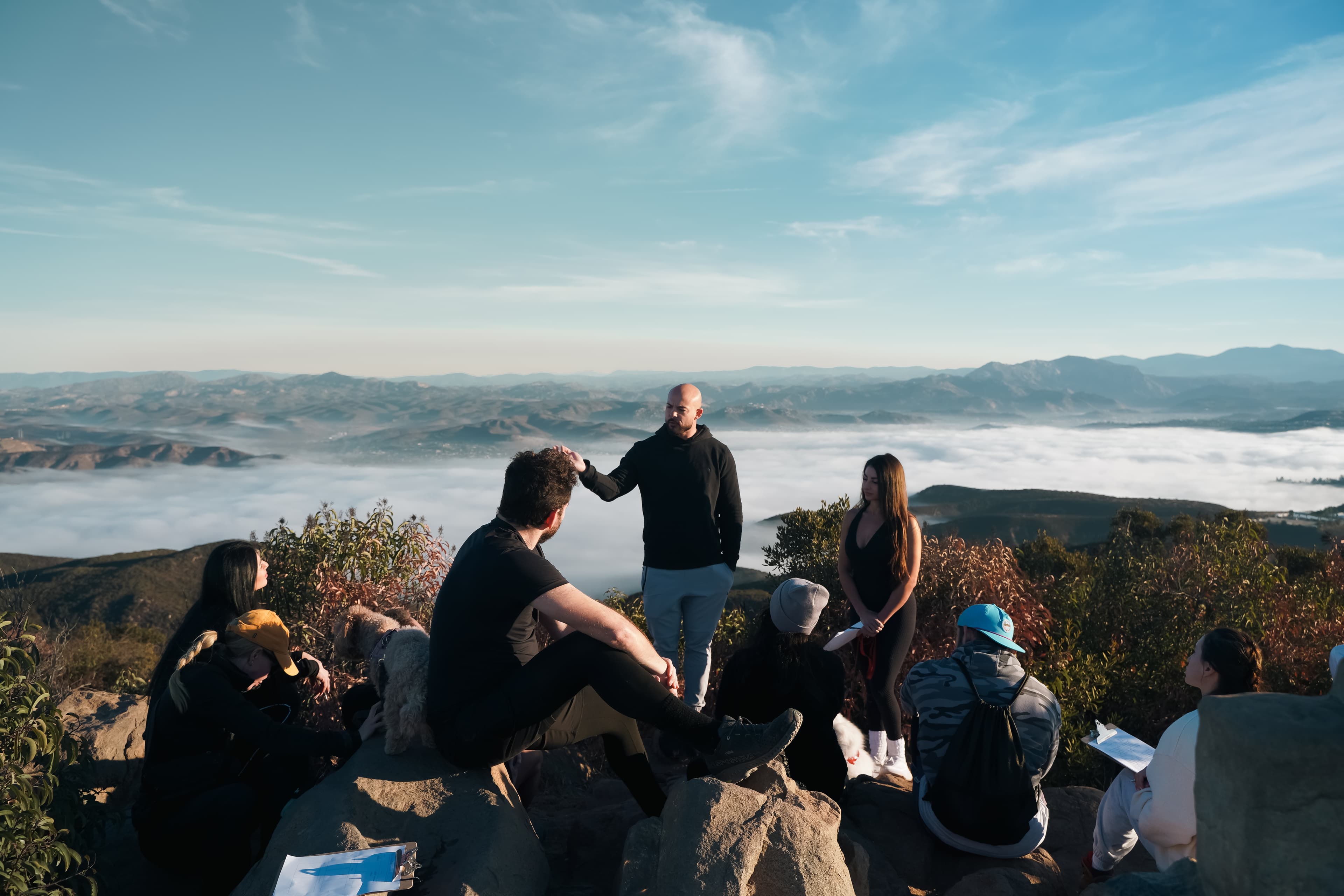 Garin coaching the group at a mountaintop session